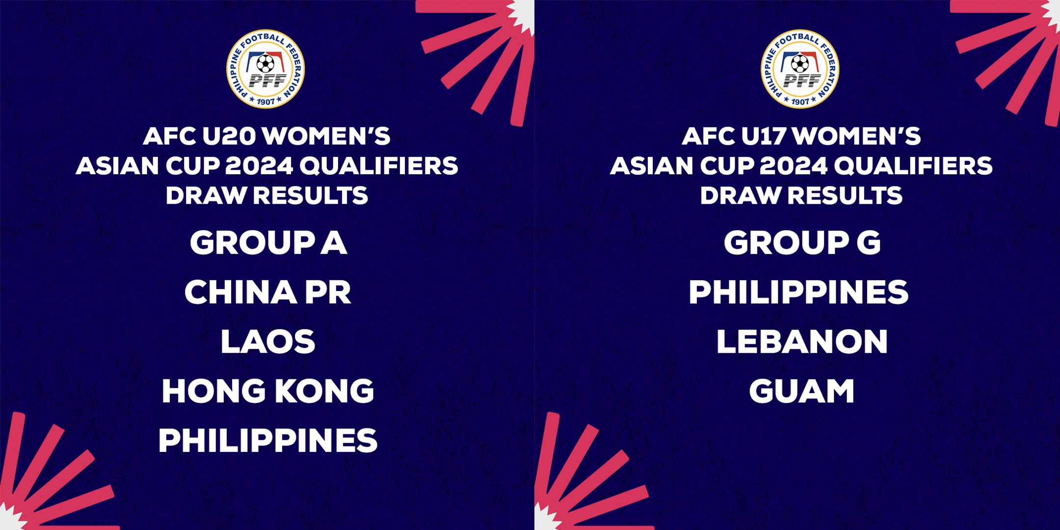 PHI U20 and U17 Women’s Teams groups decided in AFC U20 Women’s and AFC